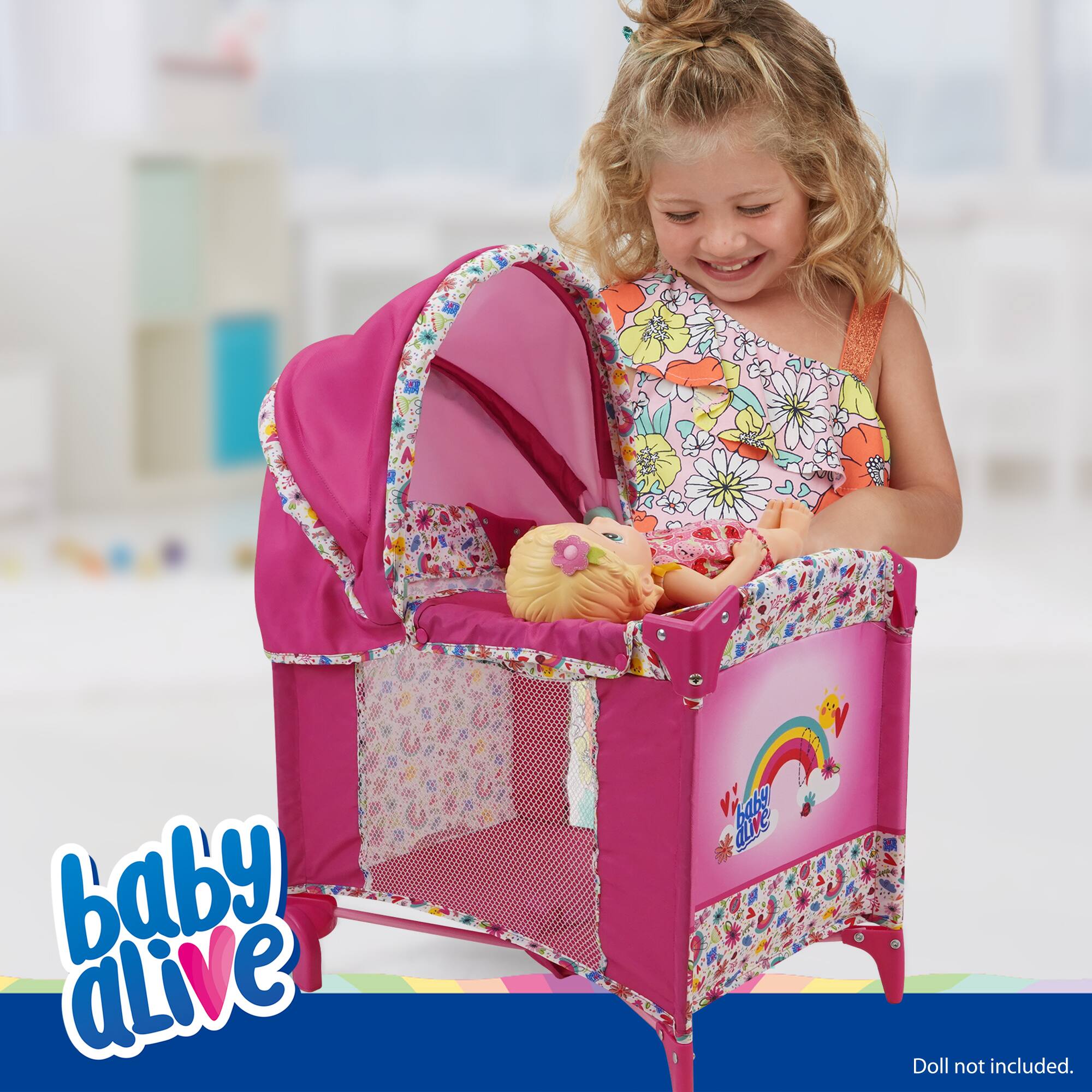 509 Crew Baby Alive Pink and Rainbow Deluxe Doll Play Yard